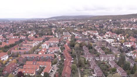Reinhaeuser-Landstrasse-in-Goettingen-Suedstadt-Südstadt-captured-by-a-drone-aerial-shot-in-late-autumn