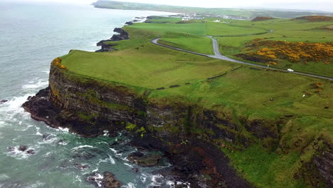 Rising-aerial-view-of-rocky-coastline-in-northern-Ireland
