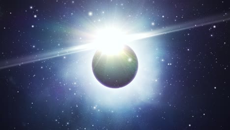 Kosmos,-Ein-Planet-Und-Das-Hellste-Licht-Im-Universum