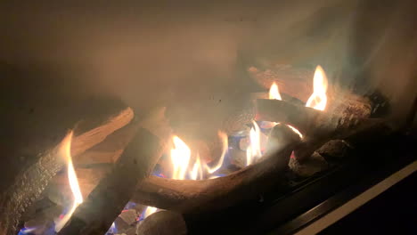 Fireplace-burning-at-Night
