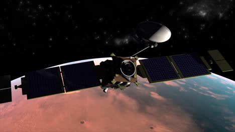 Dieses-Spektakuläre-Computergenerierte-3d-rendering-Zeigt-Den-Nasa-satelliten-Mars-Global-Vermessungstechniker,-Der-Die-Oberfläche-Des-Mars-Von-Der-Ionosphäre-Aus-Kartiert