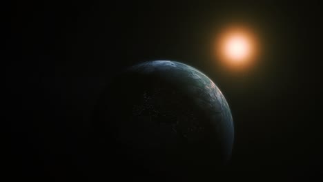 Realistischer-Sonnenuntergang-Der-Erdoberfläche-Aus-Dem-Weltraum