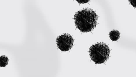 Schwarzes-Virus-Schwebt-In-Abstraktem-Weißem-Hintergrund,-Animation