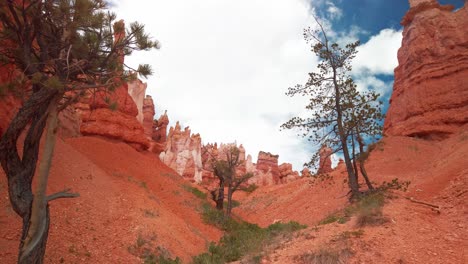 Wide-static-shot-of-hoodoo-rock-formations-in-Bryce-Canyon-National-Park,-Utah