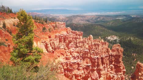 Slow-panning-shot-above-Bryce-Canyon-at-the-top-of-the-Grand-Staircase-in-Utah