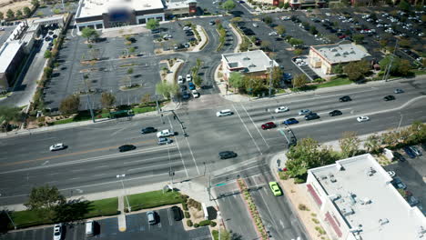 Vehicular-traffic-in-a-downtown-area-intersection---aerial-view