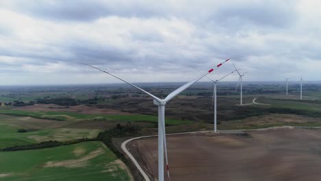 Farm-Landscape-And-Windmills-In-Kwidzyn-County,-Poland---Tourist-Attraction---Aerial-Drone-Shot