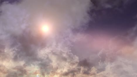 Zeitraffer-Der-Sonne-Hinter-Dunklen-Wolken-Am-Blauen-Himmel