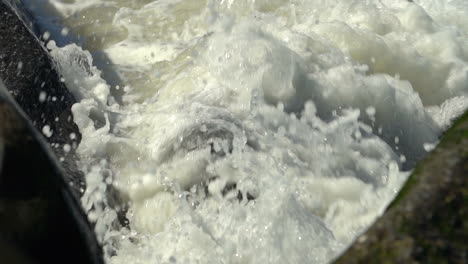 Ocean-Waves-Breaking-on-Rocky-Coast,-Close-Up-Full-Frame-Slow-Motion-120fps