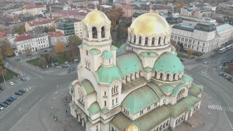 Catedral-San-Aleksandar-Nevski-En-Sofia,-Bulgaria---Vista-Aérea