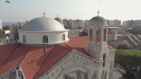 Cathedral-in-Limassol,-Cyprus---Aerial-view