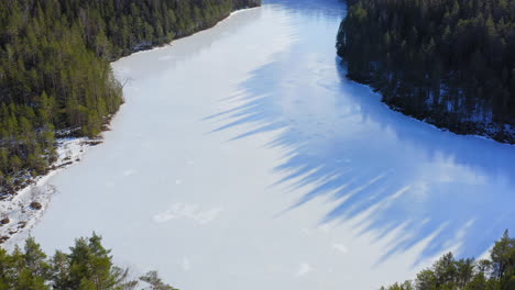 Drone-flying-over-remote,-pristine-icy-lake