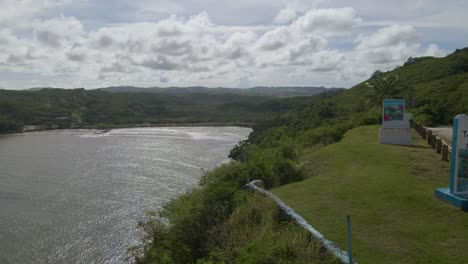 Aerial-view-of-the-cliffs-on-the-east-side-of-guam-on-the-way-to-talofofo-falls