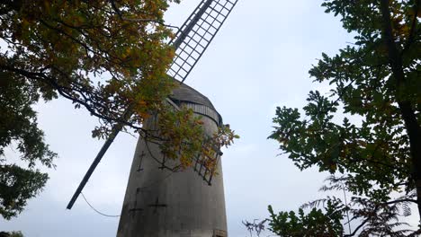 Bidston-hill-vintage-countryside-windmill-flour-mill-English-landmark-dolly-left-slow