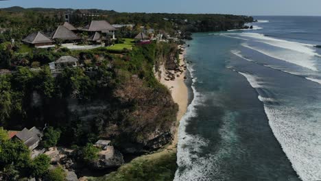 Colourful-ocean-aerial-view-of-a-cliff-in-Bali,-Indonesia,-Bali-island