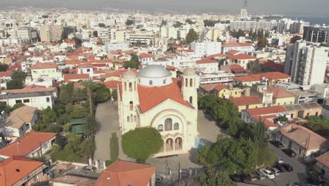 Cathedral-in-Limassol,-Cyprus---Aerial-view