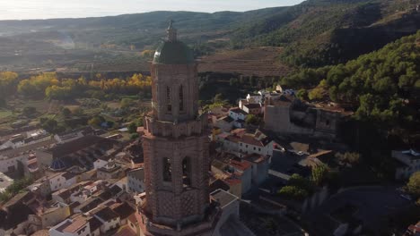 spanish-village-of-Jerica,-Valencia.-medieval-tower