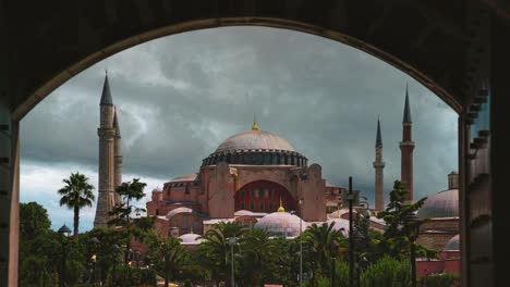 4k-Cinemagraph,-Nahtlose-Video-Zeitraffer-Schleife-Des-UNESCO-Weltkulturerbes-Hagia-Sophia-In-Istanbul,-Türkei