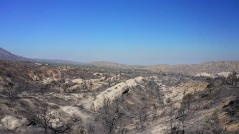 Thousands-of-acres-burned-to-ash-in-Southern-California's-Bobcat-wildfire---aerial-view-of-the-destruction