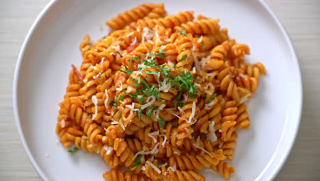 spiral-or-spirali-pasta-with-tomato-sauce-and-cheese---Italian-food-style
