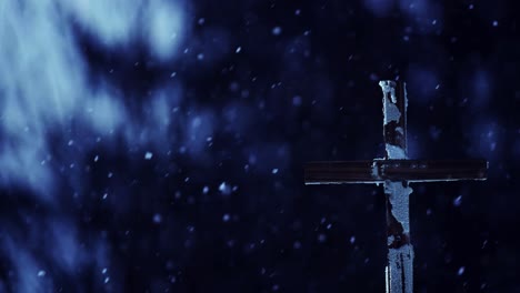 cross-poles-in-the-middle-of-a-blizzard-on-a-bokeh-background