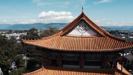 Oriental-architecture,-ancient-Nanzhao-watchtower-in-Dali-old-town,-Yunnan-China