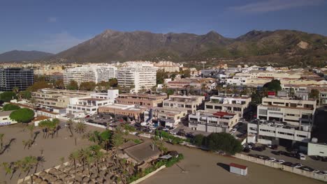 Aerial-4K-view-of-city-of-Marbella,-Spain