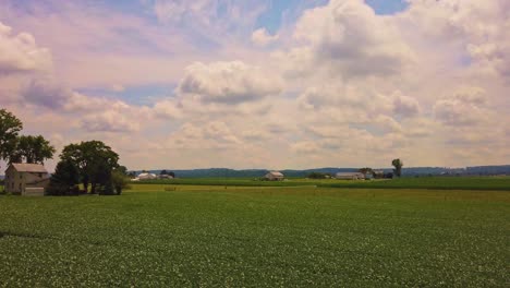 While-Traveling-on-an-Antique-Train-View-of-Farm-Countryside-on-a-Summer-Day