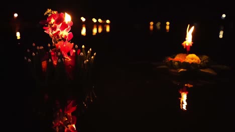 Decorated-lantern-float-in-river-at-Loy-Krathong-festival-in-Thailand