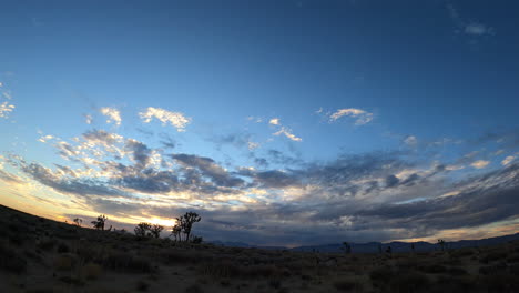 Dynamic-cloudscape-of-the-harsh-climate-of-the-Mojave-Desert-landscape---wide-angle-time-lapse