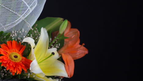 Flower-arrangement-close-up-gerbera-and-lily-slider-panning