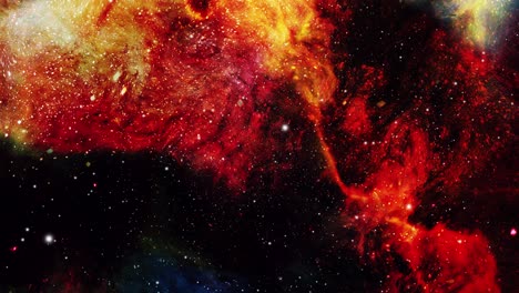 Las-Nubes-De-Nebulosa-De-Color-Rojo-Oscuro-Se-Mueven-En-El-Universo-Repleto-De-Estrellas
