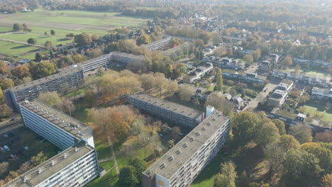 Flying-over-large-social-housing-flats-in-rural-town