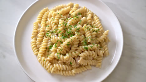 spirali-or-spiral-pasta-mushroom-cream-sauce-with-parsley---Italian-food-style