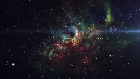 Nubes-Nebulosas-Y-Estrellas-Brillantes-Se-Mueven-En-El-Universo-Oscuro