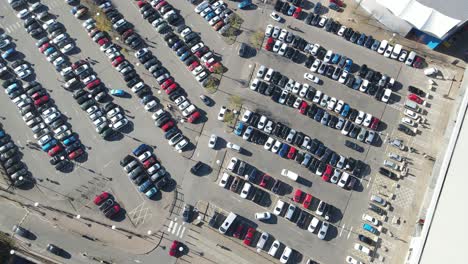 Busy-Car-park-UK-rising-drone-footage
