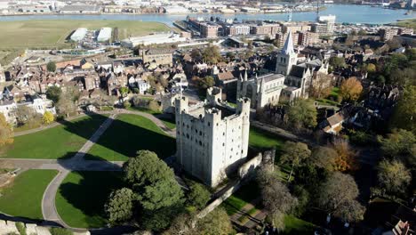 Rochester-Castle-Drohnenaufnahmen-4k-High-Point-Of-View