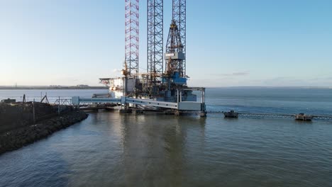 Oil-rig-moored-at-Sheerness-low-drone-footage-4K