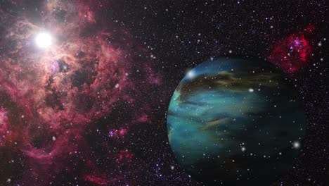 Un-Planeta-Con-Un-Fondo-De-Nubes-Nebulosas-Moviéndose-En-El-Universo