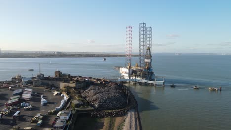 Rising-drone-footage-Oil-rig-moored-at-Sheerness