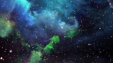 Dunkles-Universum-Und-Bläulich-grüne-Nebelwolken-Bewegen-Sich