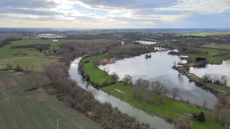 Great-river-Ouse-in-winter-Bedfordshire-Aerial-footage-4K