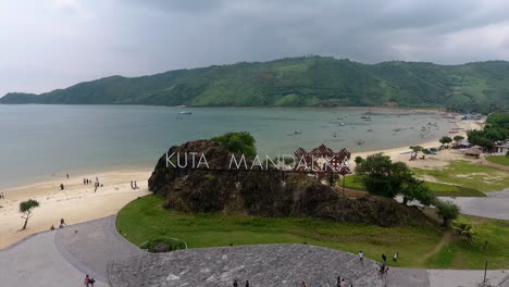 aerial-view-of-famous-destination-for-moto-gp-racing-Kuta-Mandalika-beach,-Lombok-island-Indonesia