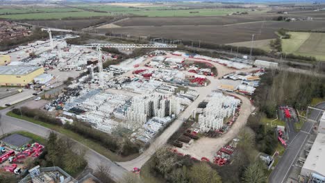 Industrial-site-crane-storage-Little-Barford-,-St-Neots-UK-Aerial-footage