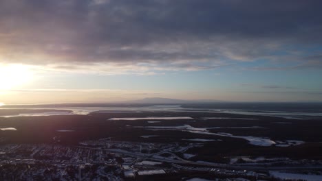 Aerial-Sunset-on-Skyline-Drive,-Eagle-River,-Alaska