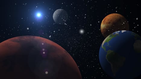 4-Planetas-Más-Cercanos-Al-Sol,-Sistema-Solar