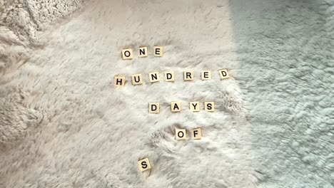 "ONE-HUNDRED-DAYS-OF-SCHOOL"-written-in-block-letters-over-a-soft-white-rug