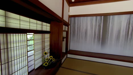 Toma-De-Steadicam-Moviéndose-A-Través-De-360°-Mostrando-Shoin-Y-Fusuma-De-Una-Casa-Japonesa
