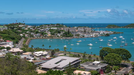 Day-timelapse-of-Orphanage-bay-in-Nouméa,-New-Caledonia,-traffic-and-boats