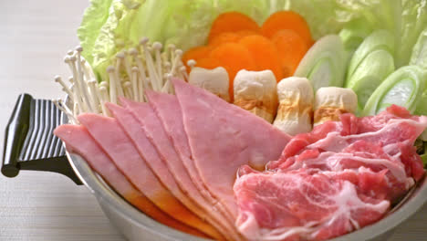 sukiyaki-or-shabu-hot-pot-black-soup-with-meat-raw-and-vegetable---Japanese-food-style